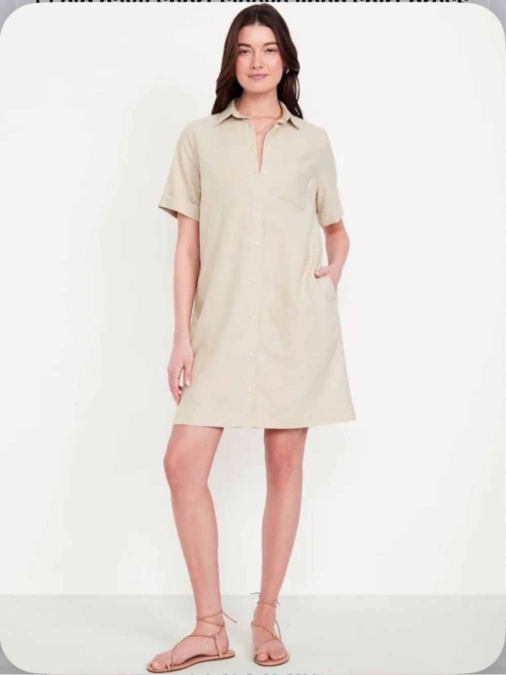 Old Navy Neutral Linen-Blend Mini Shirt Dress Size XL NWT